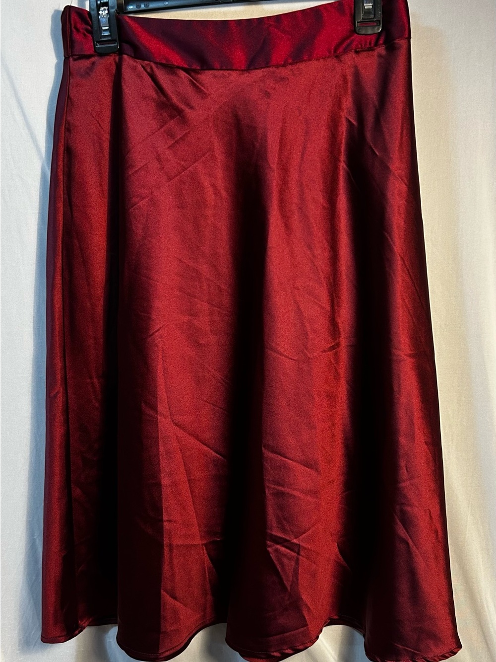 Women's A-Line Satin Skirt - Deep Burgundy